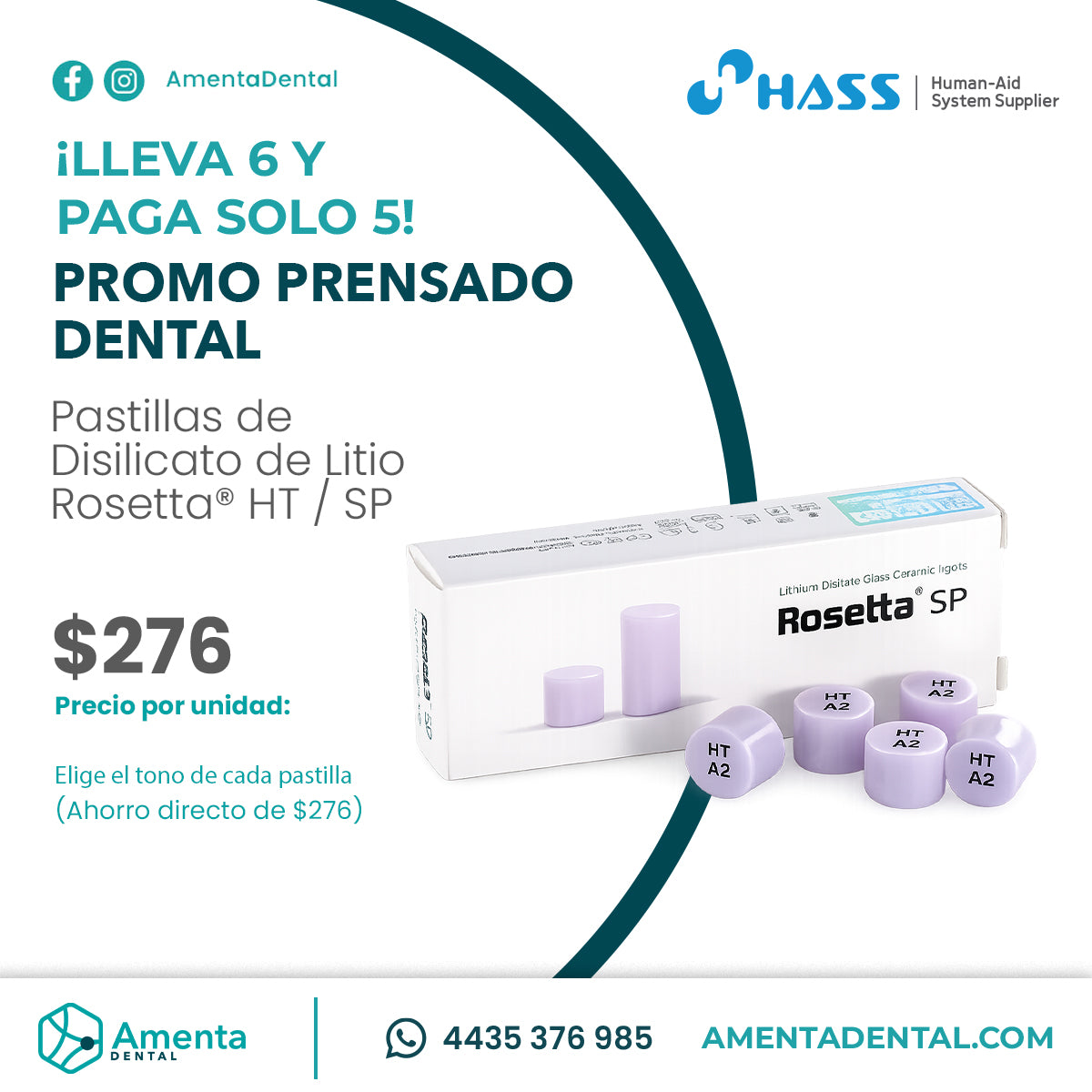 Pastillas Disilicatio de Litio Rosetta 6x5
